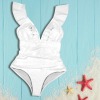 Custom Specialized Women's Ruffle V-Neck Tummy Control One Piece Swimsuit