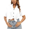 All-Over Print Women's Casual Tie-Front Button Down Blouse Shirt