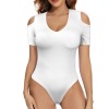 Custom Personalized Women's Sexy V-Neck Cold Shoulder Bodysuit