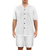 All Over Print Men's V Neck Button Short Sleeve and Shorts Loungewear Set