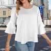 Custom Personalized Women's Crew Neck Layered Flare Sleeve Blouse