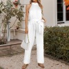 Custom Individualized Women's Sleeveless Halterneck Tie Waist Jumpsuit