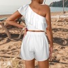 Custom Specialized One Shoulder Ruffle Trim Top & Shorts Set
