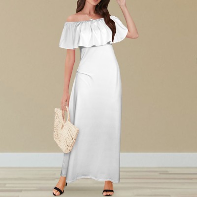 All-Over Print Women's Off-the-Shoulder Ruffled Maxi Dress