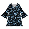 V-Neck Layered Bell-Sleeve Dress