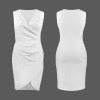Custom Specialized Women's V Neck Sleeveless Faux Wrap Ruched Bodycon Dress