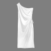 All-Over Print Women's One Shoulder Slit Cut-Out Dress
