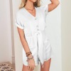 Custom Personalized V-Neck Button Pocket Tie Front Romper
