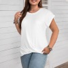 Custom Personalized Women's Short Sleeve Round Neck Front Twist T-Shirts
