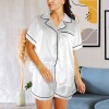 Custom Women's Lapel Pocket Button Short Pajama Sets（placket designed separately）