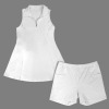Custom Personalized Women's Sleeveless Lapel Zipper Girls Active Dress & Pocket Shorts Set-Wholesale