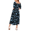 Square-Neck Puff-Sleeve Slit Maxi Dress