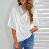 Custom Individualized Women's Draped Neck Flare Sleeve Blouse