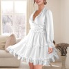 Custom Individualized Women's Long Sleeve Deep V-Neck Ruffled Casual Dress