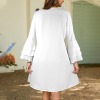 Custom Individualized Women's V Neck Layered Flared Sleeve Dress