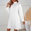 Custom Personalized Women's Mock Neck Long Lantern Sleeve Mini Dress