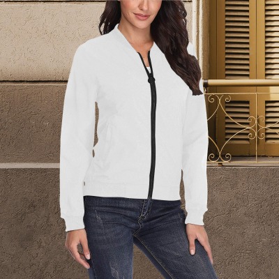Women's All-Over Print Zip-Up Jacket with Ribbed Cuffs