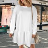 Custom Individualized Women's Round Neck Long Sleeve Ruffle Hem Casual Dress