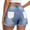 Light-Wash Blue Denim Shorts (Dual Pockets Print)|Ship From USA