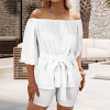 Custom Specialized Women's Off Shoulder Belted Top & Shorts Set