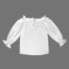 Custom Specialized Women's Off Shoulder Lantern Sleeve Ruffle Trim Blouse