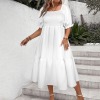 Custom Personalized Women's Puff Sleeve Square Neck A-line Dress