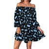 Off-The-Shoulder Ruffled-Sleeve Fitted Waist Dress