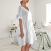 Custom Individualized Women's V-Neck Flared Sleeves Ruffle Hem Casual Dress
