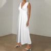 Custom Specialized Women's Deep V-Neck Sleeveless High Waist Maxi Dress