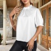 Custom Individualized Women's Ruffle Short Sleeve Frill Trim Blouses