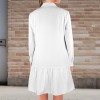 Custom Specialized Women's Lapel Button Long Sleeve Pleated Shirt Dress