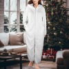 Custom Personalized Women's Plush Hooded Zipper Long Sleeve One Piece Pajamas
