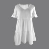 Custom Individualized Women's V-Neck Flared Sleeves Ruffle Hem Casual Dress