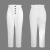 Custom Personalized Elastic Buton Pocket High Waist Pants
