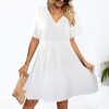 Custom Specialized Women's V-Neck Elastic Waist Casual Dress