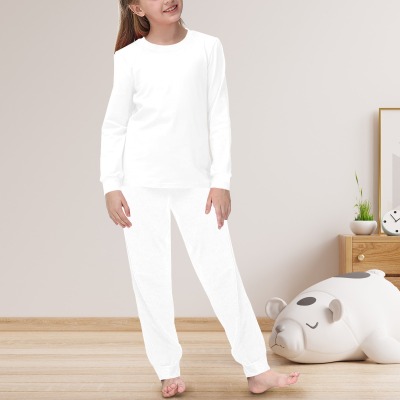 Girl's All Over Print Round Neck Long Sleeve Pajama Set