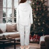 Custom Personalized Women's Plush Hooded Zipper Long Sleeve One Piece Pajamas