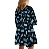 Long-Sleeved Round-Neck Pleated Casual Dress