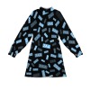High-Neck Mini Dress With Long Bell Sleeves