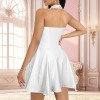 Custom Personalized Women's Sleeveless Halterneck Ruffled Hem Party Dress