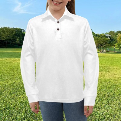 All-Over Print Girl's Long Sleeve Polo Shirt