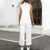 Custom Personalized Women's Sleeveless Mock Neck Top & Wide Leg Cropped Pants Set