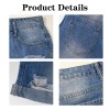 Light-Wash Blue Denim Shorts (Right Pocket Print)|Ship From USA