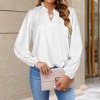 Custom Individualized Women's V-Neck Pleated Long Sleeve Blouse Tops
