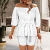 Custom Specialized Women's Off Shoulder Belted Top & Shorts Set