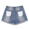 Light-Wash Blue Denim Shorts (Dual Pockets Print)|Ship From USA