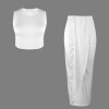 Custom Individualized Women's Crop Tank Top & Ruched Split High Skirt Set
