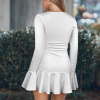 Custom Personalized Women's Low Cut Long Sleeve Ruffled Dress