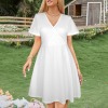 Custom Personalized Women's Short Sleeve Wrap V Neck A-Line Dress