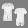 Custom Personalized V-Neck Button Pocket Tie Front Romper